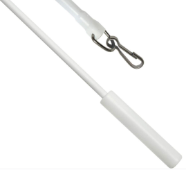 Schleuderstab / Gardinenstab 100 cm aus Stahl kunststoffummantelt mit Griff und Verschlusshaken 