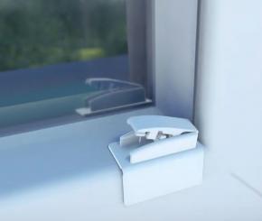 Plissee Klebeplatten mit Gelenk und integrierten Spannschuh 