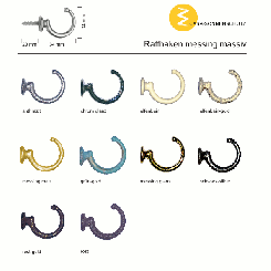 2 Stück Raffhaken 34 mm "Scala" Messing zum Schrauben 